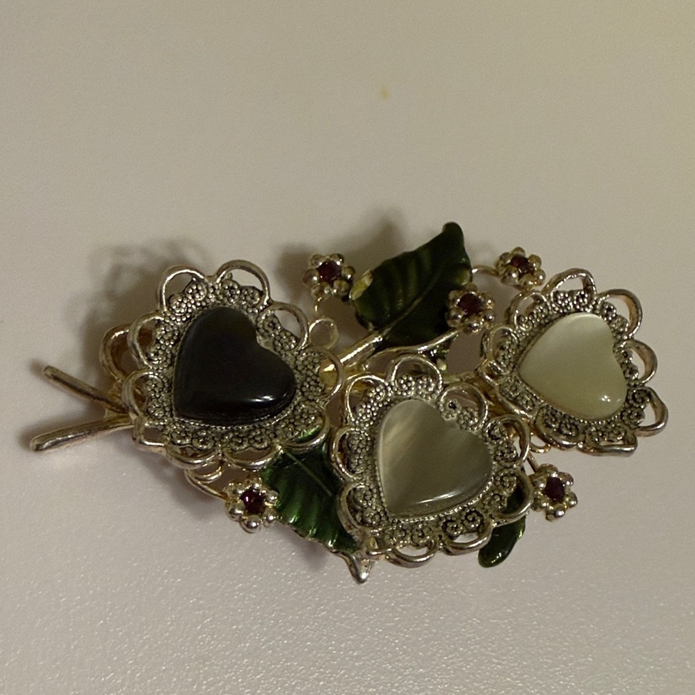 KC Vintage Silver Heart multicolored Floral women’s Brooch